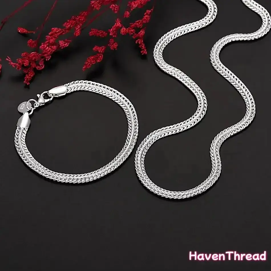 Women's 6MM Cuban Link Necklace Set, 2-Length Exquisite Chain Jewelry, Fashion Tennis Wear Accessories, Fashion Accessories, Plastic