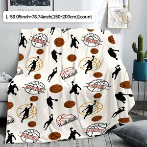 Basketball Theme Print Blanket, Soft Comfortable Air Conditioning Cover, Ideal Gift for Family Friends, Spring Summer Season, Large Size 180x220cm, Cozy Throw Blanket