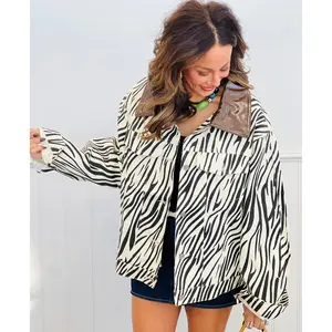 Zebra Print Faux Leather Collar Jacket (Reg.)