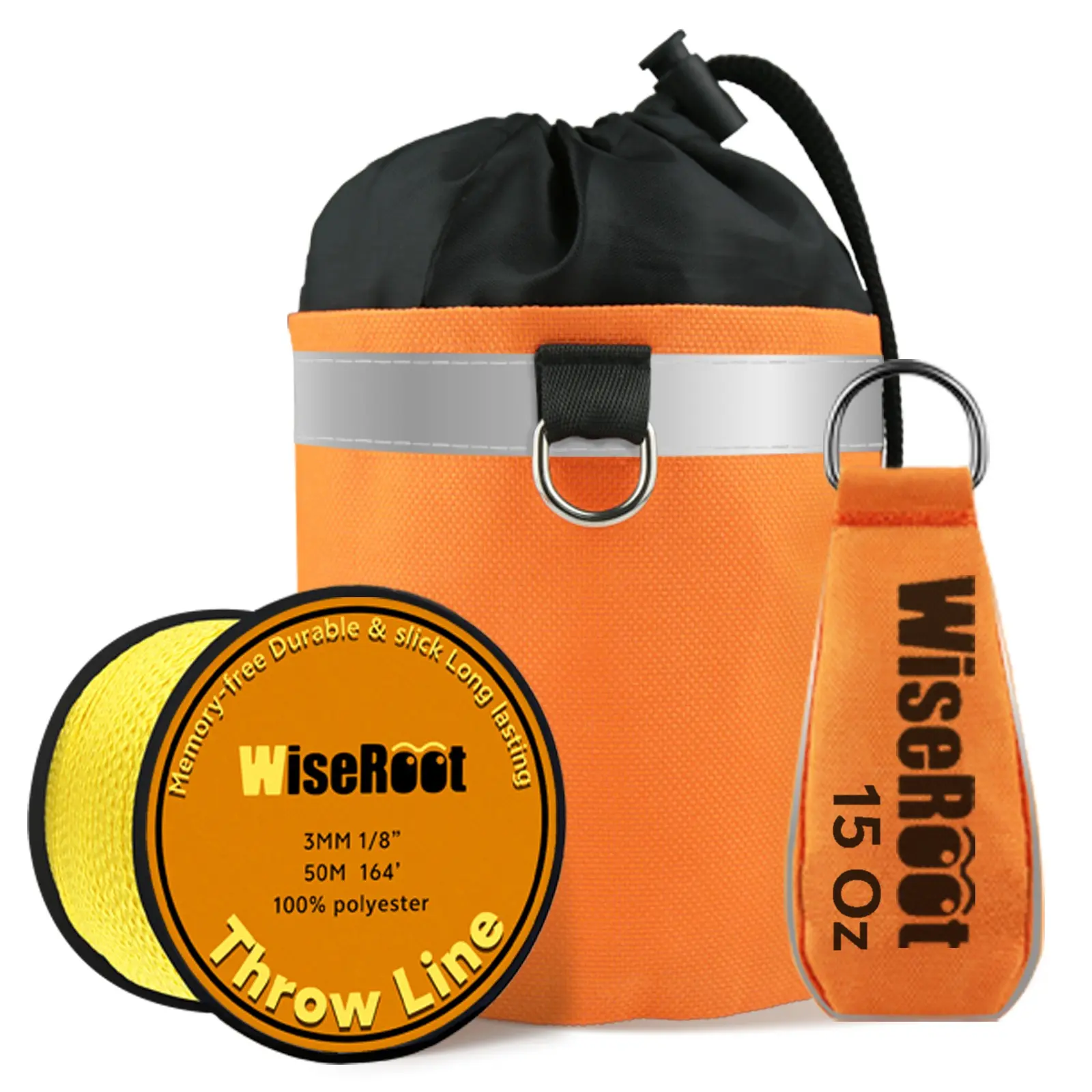 Arborist Throw Line Kit: Ultra Slick Throw Rope & 9/11/15Oz 900D Throw Weight with Reflective Storage Bag, Arborist Equipment for Tree Work, Climbing, Trimming, High Limb Rigging, Outdoor Gear
