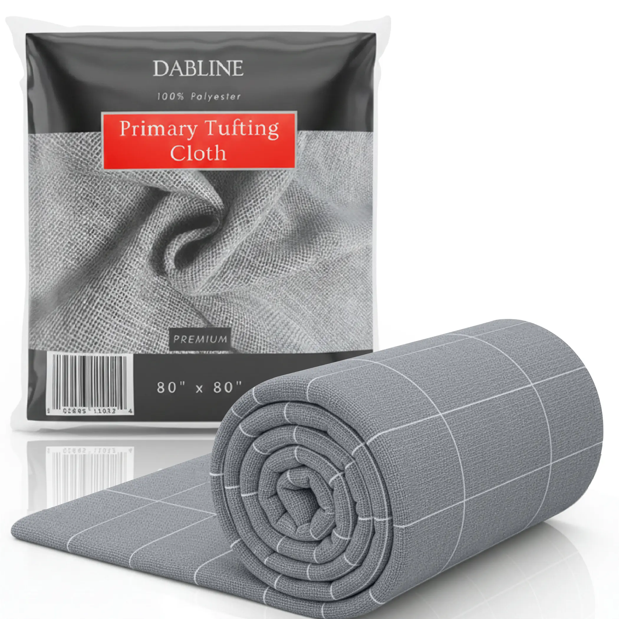 DABLINE 80" x 80" Primary Tufting Cloth with White Grid for Tufting Gun, Beginner-Friendly Gray Monks Cloth for Rug Tufting and Punch Needle Projects, Durable Tufting Fabric that Stays Fit
