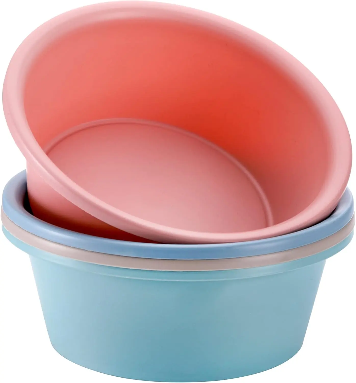 4 Pack Round Plastic Wash Basin, 5 Quart Stackable Camping Dishpan, Portable Vegetable Fruit Dish Tub, PP Small Multipurpose Washtub for  Cleansing,  Kitchen Sink Outdoor Indoor