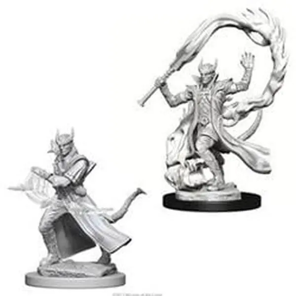 Wizkids WZK73201 Dungeons & Dragons Nolzur's Marvelous Plastic Miniature Figure - Unpainted, Pre-Primed with Acrylicos Vallejo Primer, Assorted Tiefling Male Sorcerer W4, Highly Detailed, Deep Cuts for Easier Painting, for Collecting Enthusiasts
