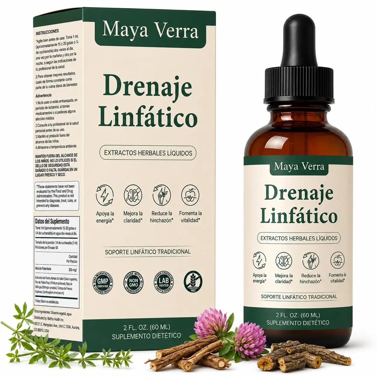 MayaVerra Lymphatic Drainage Drops, Herbal Supplement for Detox & Cleanse, Immune Support, Bloating Reduction
