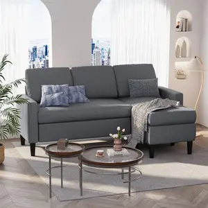 Walsunny 3-Seat Convertible Sectional Sofa, L Shaped Couch, wayfair Reversible modular sofa for Small Apartment, Living Room, light Grey new  couch
