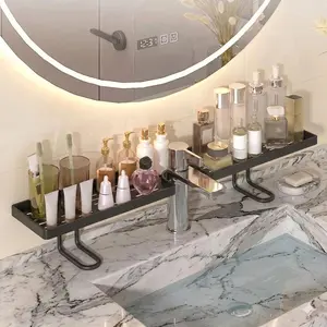 Bathroom Sink Shelf Holder, Bathroom Organizer, Fits Most Faucets, No Drilling, Space-Saving Design, Ideal for Bathroom, Kitchen, RV, Stores Cosmetics, Skincare, Bath Essentials