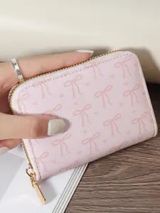 Fashionable Bow Pattern Short Wallet, Lightweight and Elegant Women's Card Bag, Cute Card Holder, Simple and Casual Multi Slot Card Holder, Glossy Card Bag