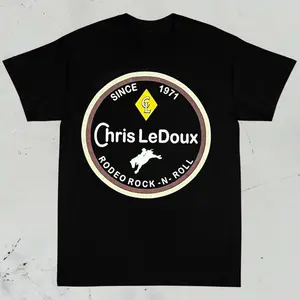 Women's Crew Neck Fitted Short-Sleeve Cotton Chris LeDoux Graphic T-Shirt - Comfortable Everyday Casual Top, Shortsleeve, Tshirt