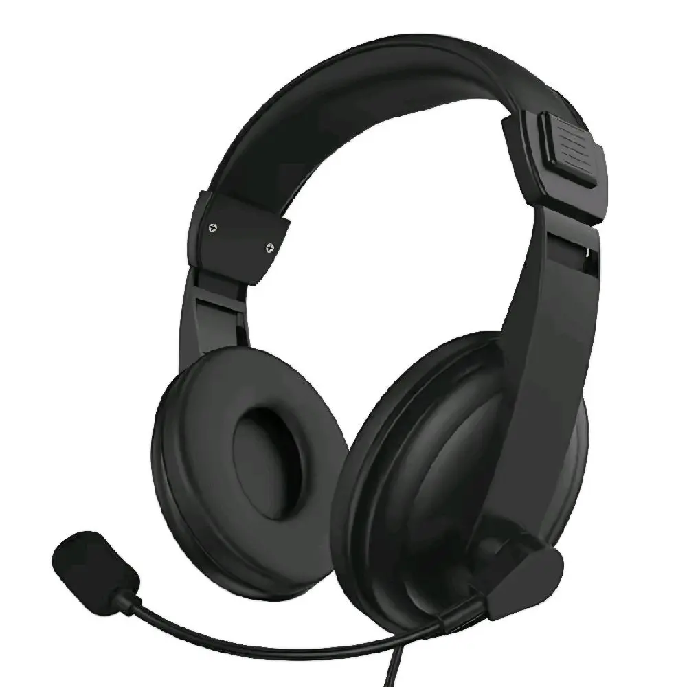 ​S-750 Wired Headset w/ Mic - 3.5mm Over-Ear Stereo Headphones for PC, Laptop, School & Call Center - Adjustable Headband, 3D Surround Sound, Super Bass, Lightweight & Breathable Design for Students & Professionals - Black + MIC (SY750) from p79Supply