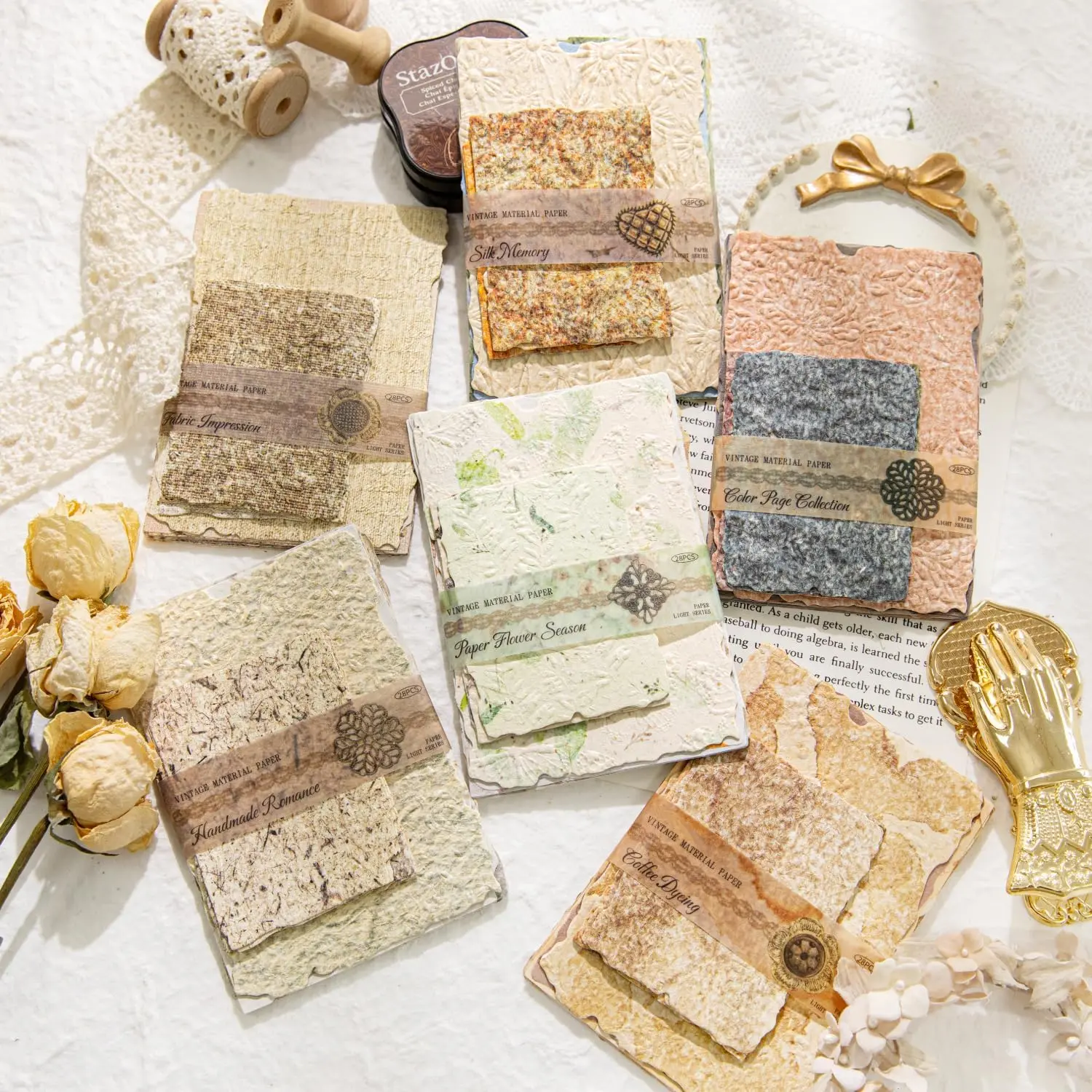 Scrapbooking Paper Set, 168-Piece Nostalgic Assorted Embossed & Textured Sheets in 2 Sizes for DIY Journals, Card Making, Birthdays & Holidays, Craft Paper, 2.4X3.2 Inches, Anniversaries, 168Pcs, Scrapbooks, 168 Sheets, Textured Paper