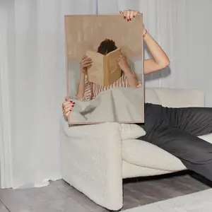 Woman Reading Retro Print, Reading Wall Art, Reading Posters, Reading In Bed Print, Pastel Bedroom Library Decor, Book Lover Digital Art