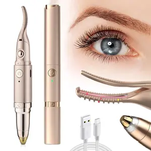 2 in 1 Electric Heated Eyelash Curler, 1 Count Rechargeable Eyelash Curler & Eyebrow Trimmer, Professional Makeup Tools for Women & Girls, Curl Lashes