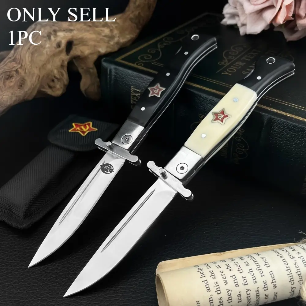 Russian NKVD Pocket Folding Knife with 440C Blade, ABS Handle, and Sheath, Portable Hiking, Cutting, and Mountaineering Rescue Tool, EDC, Camping, Outdoor Survival Knife, Outdoor Survival Tools, Outdoor Survival Gear, Outdoor Survival Equipment