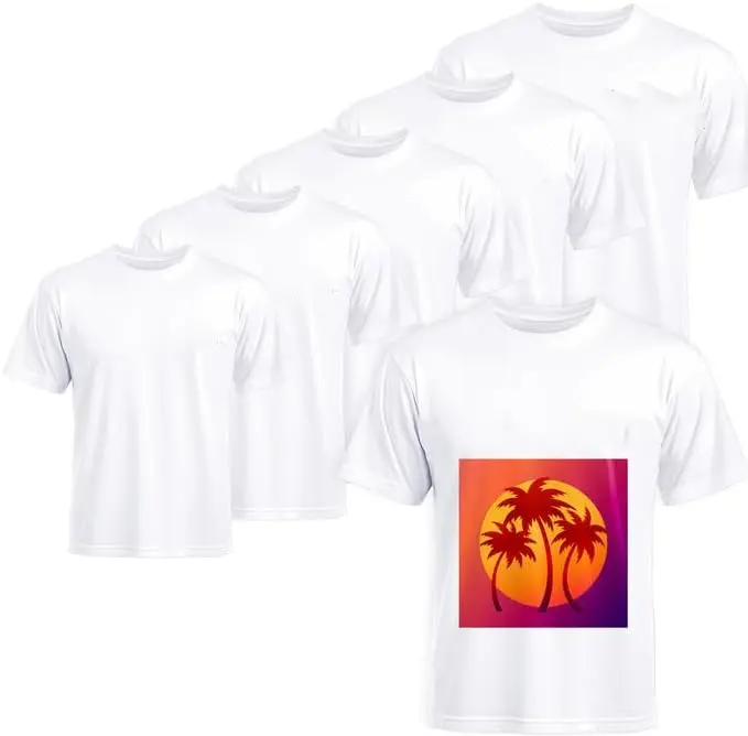 Joyclub Menswear 5 PCS Unisex Breathable Relaxed Fit Sublimation Blank Polyester Tshirts Bulk - Crew Neck Short Sleeve Wholesale for Personalized DIY Gifts, Custom Soccer Team Tees, Mid Year Sale, Tshirt, Plain, Fabric