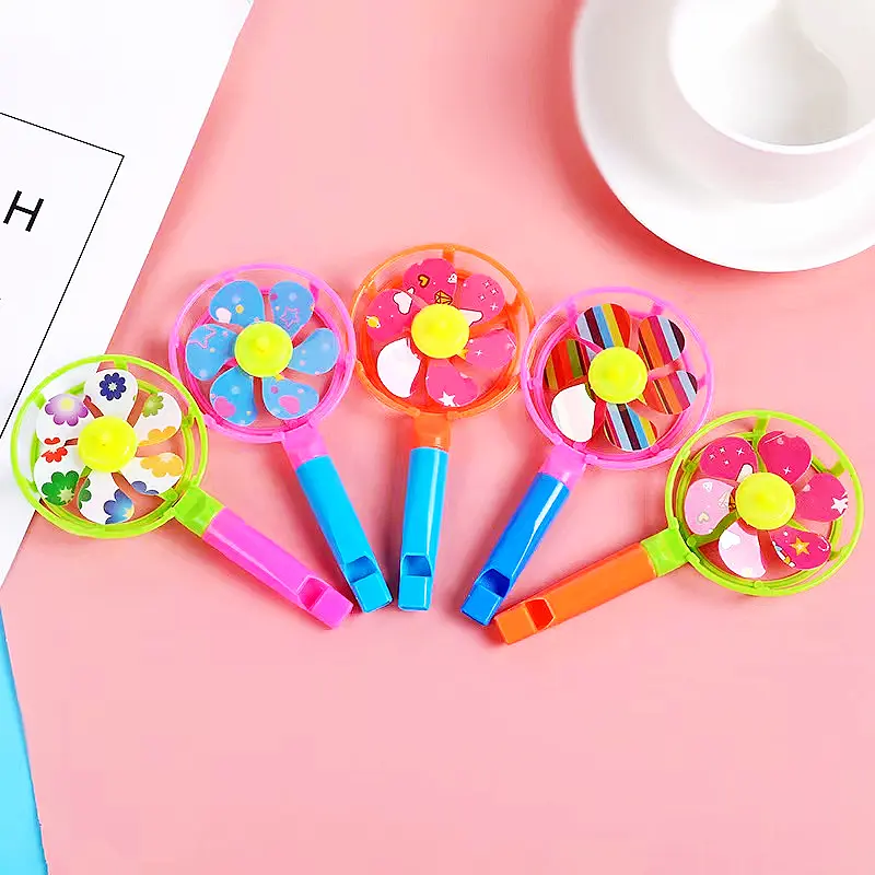 10Pcs Unisex Mixed & Combination Colors Plastic Whistle Pinwheel Toys (6.5x12.5cm) - Individually Packaged Playful Educational Science & Tech Toys, Birthday Gift Ideas for School Children, Mixed Colors