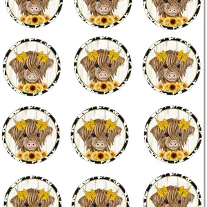 Highland Cow cupcake toppers EDIBLE topper Highland Cow theme Highland cow cake 12 images
