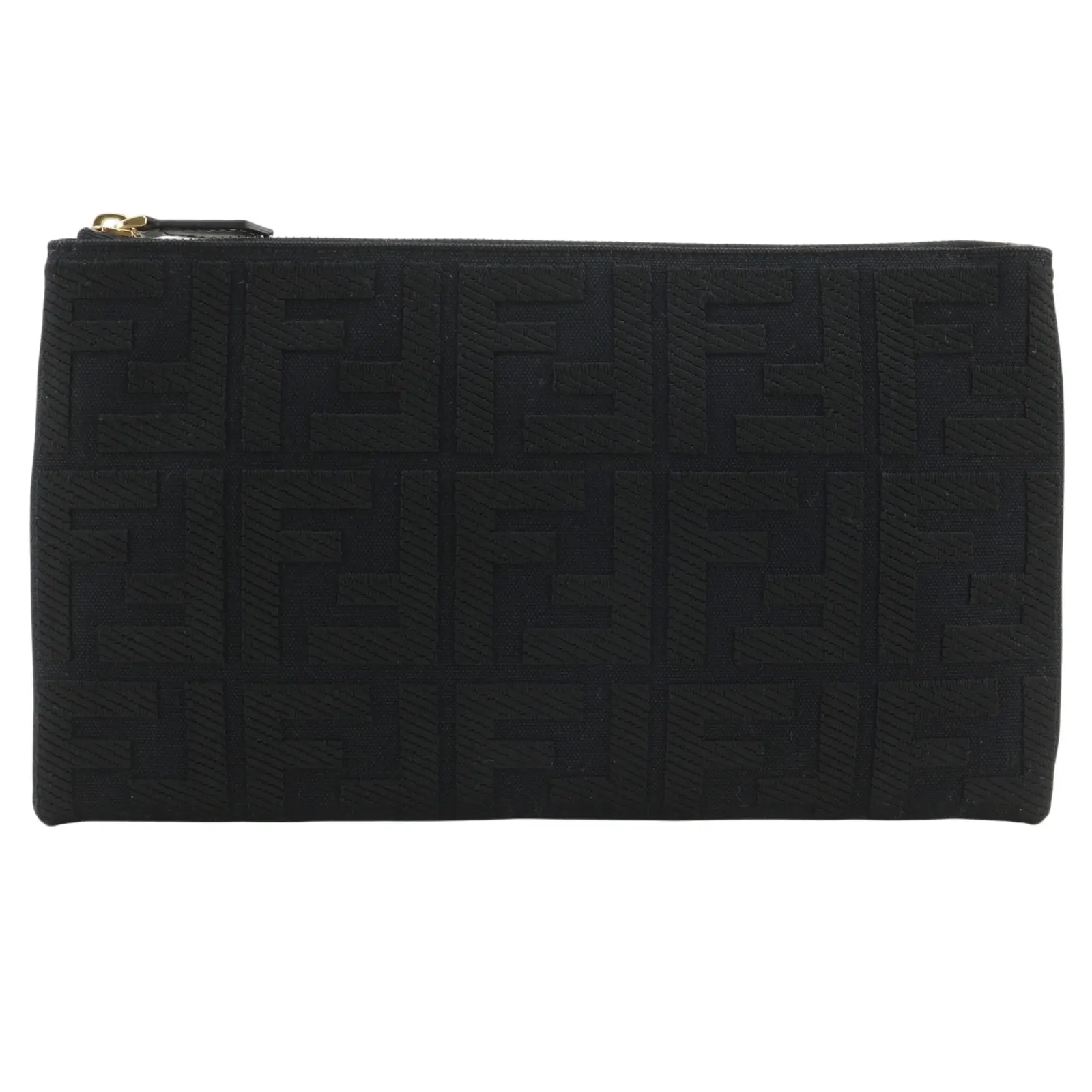 Pre-owned FENDI Cotton Small Leather Goods Medium Flat Pouch Pouch