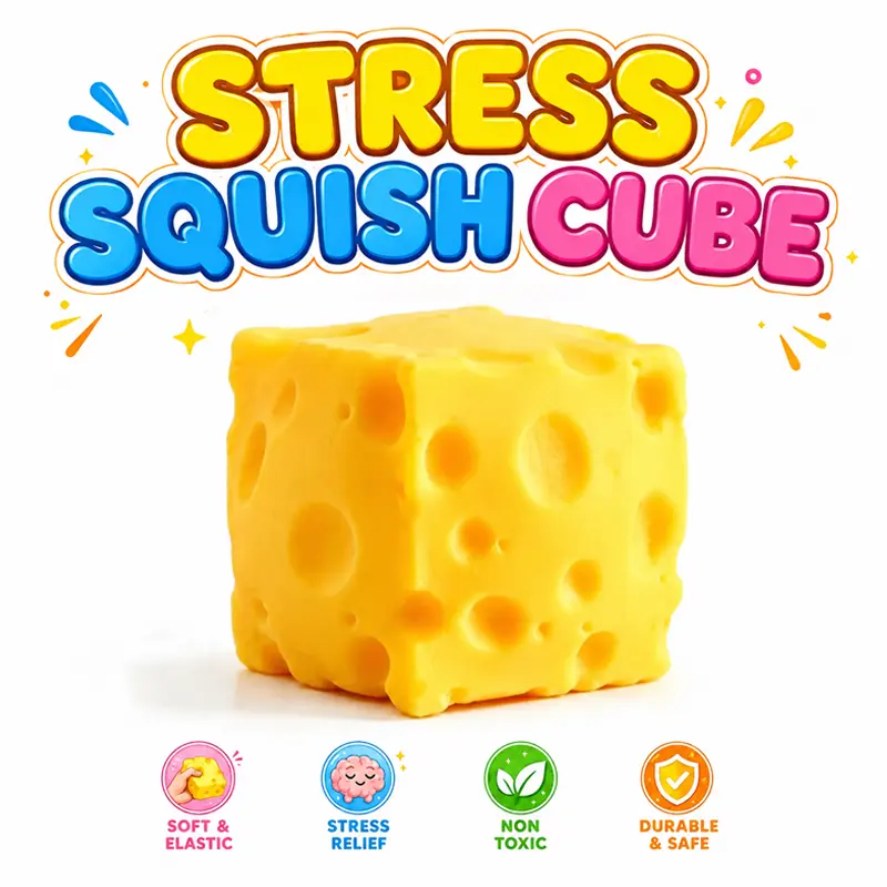 Food Shape Cheese Squeeze Ball Set - Soft & Elastic Unisex Fidgets Squishies, Pocket Decompression Fidget Toys for Kids, Stress Relief Classroom Gag Gifts with Various Sizes