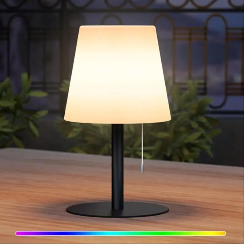 Waterproof Shower Light, Warm RGB Adjustable Lighting Rechargeable Table Lamp, Wireless Night Light for Bathroom, Dining Room, Patio, H9.8 Inch D6.3 Inch, Rgb Lights