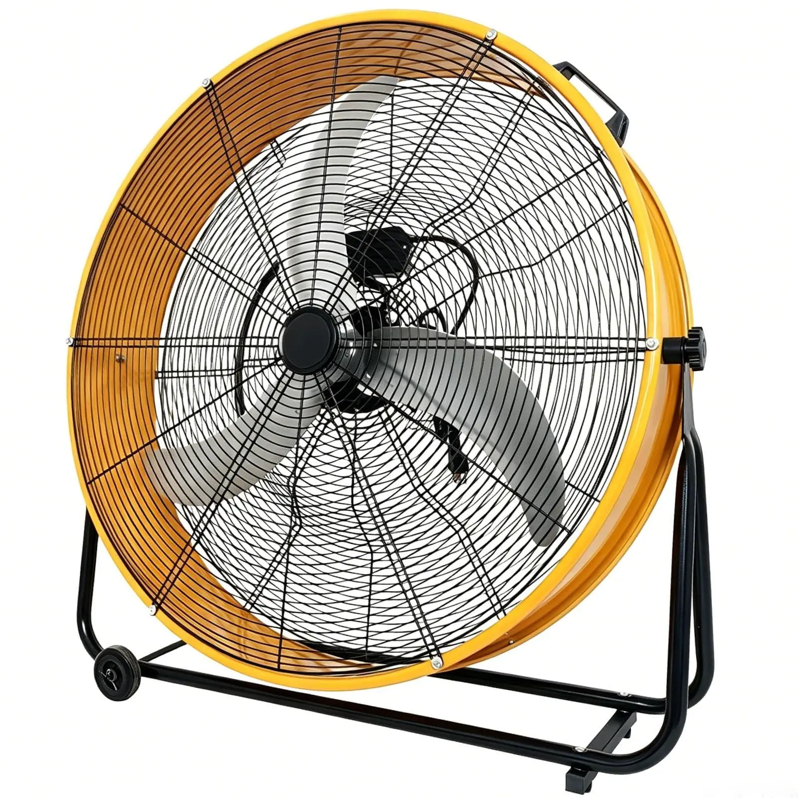 GAOMON 24" High Velocity Drum Fan, 8800 CFM Industrial Floor Fan Yellow | ETL Listed Heavy Duty Metal Shop Fan with 3-Speed, 360° Tilt, Large Wheels for Garage, Warehouse, Workshop, Commercial Use