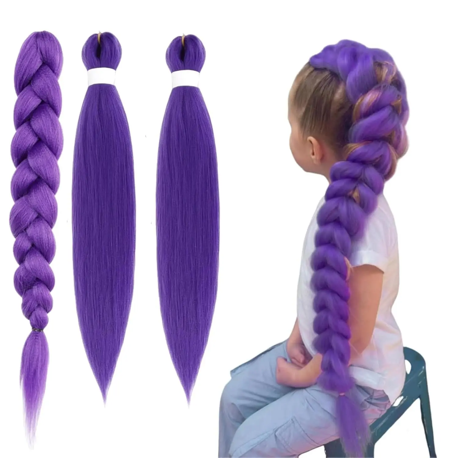 2Pcs 24-Inch Rumi Pre-Styled Synthetic Braided Wig & Pre-Stretched Soft Synthetic Hair Braiding Extensions, High-Quality Skin-Friendly Fiber, Fashion Accessory for Stage Party Cosplay, Pre Styled Wig