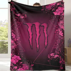 Pink Gothic Rose Claw Pattern Flannel Blanket， Vibrant Floral and Abstract Art Design， Soft Warm Breathable Cozy Throw for Bedroom Living Room Sofa Office Gift Decoration