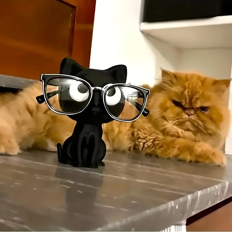 Cute Cat Design 3D Printed Eyeglasses Frame, Durable Plastic Glasses Holder, Eye Glasses Holders, Adorable Desk Organizer, Perfect for Home Office Gift