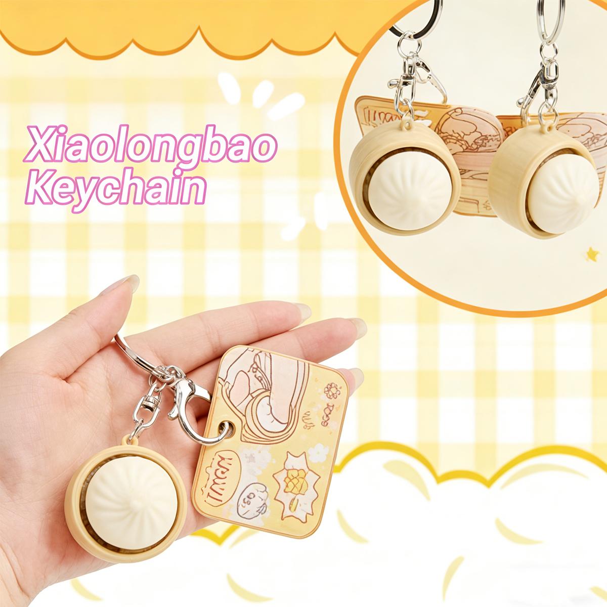 Cute Steamed Bun Squishy Keychain – Mini Baozi Stress Relief Fidget Toy, Press Button Decompression Toy Bag Pendant Keychain for Kids Adults, Funny Gift for Birthday Easter Party