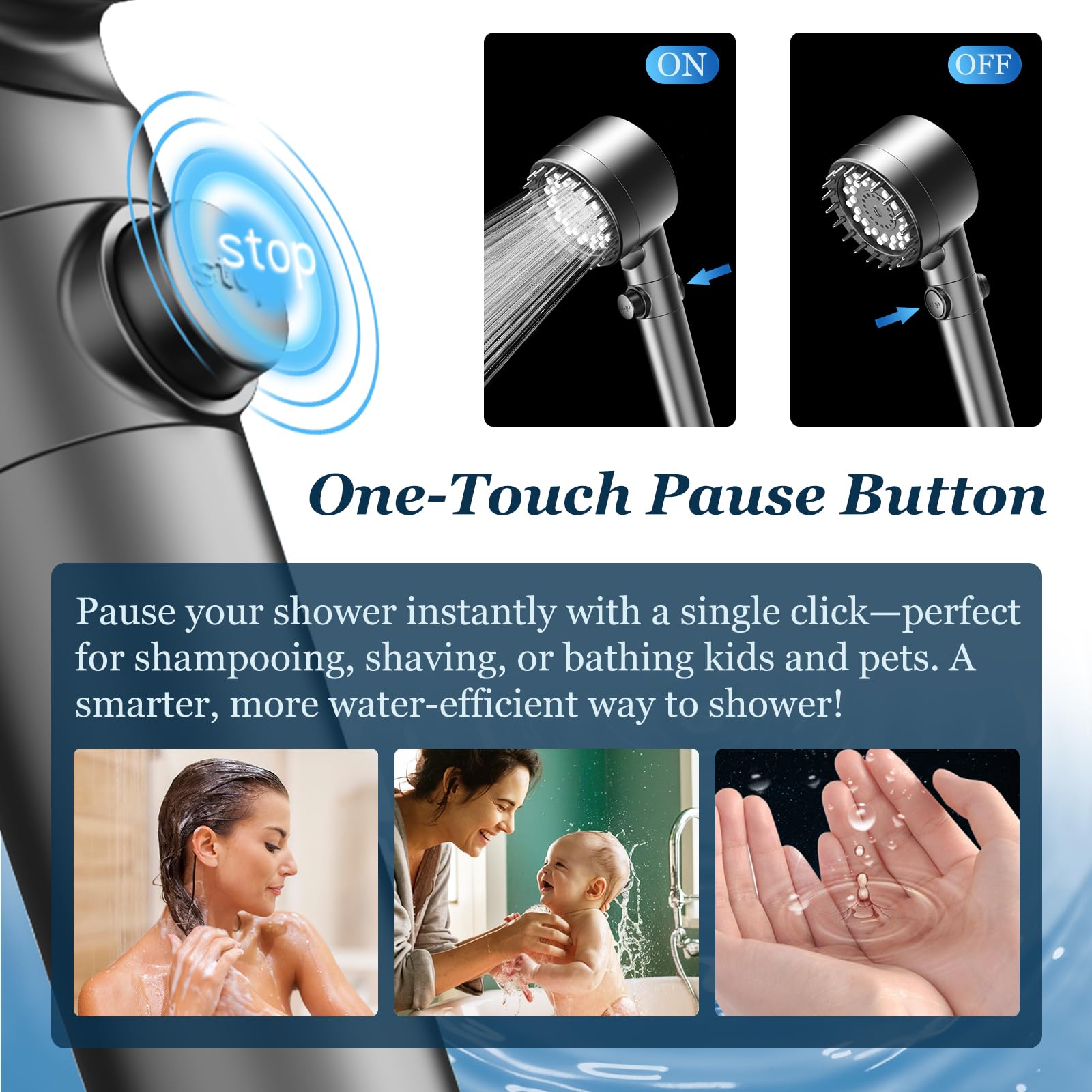 FEELSO Updated Filtered Shower Head with Handheld High Pressure 4 Spray Nozzles for Hard Water Remove Chlorine Reduce Dry Skin ON/OFF Switch for Pet Bath