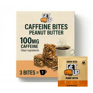 GetUp – Caffeinated Granola Bites - Peanut Butter – 100mg Caffeine Energy Bites – Low Calorie, Gluten-Free, 0 Seed Oils – Pre-Workout Portable Snack – Coffee Substitute - Low Sugar Energy