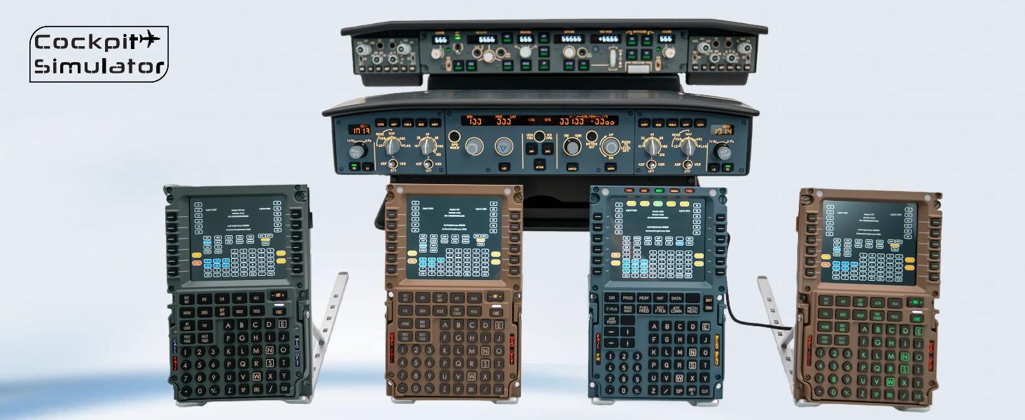 Cockpit Simulator A320 MCDU Flight Simulator Control Display Unit – 1:1 CNC Aluminum Hardware, Real Silicone Keys, Full-Color Display, USB-C Plug-and-Play