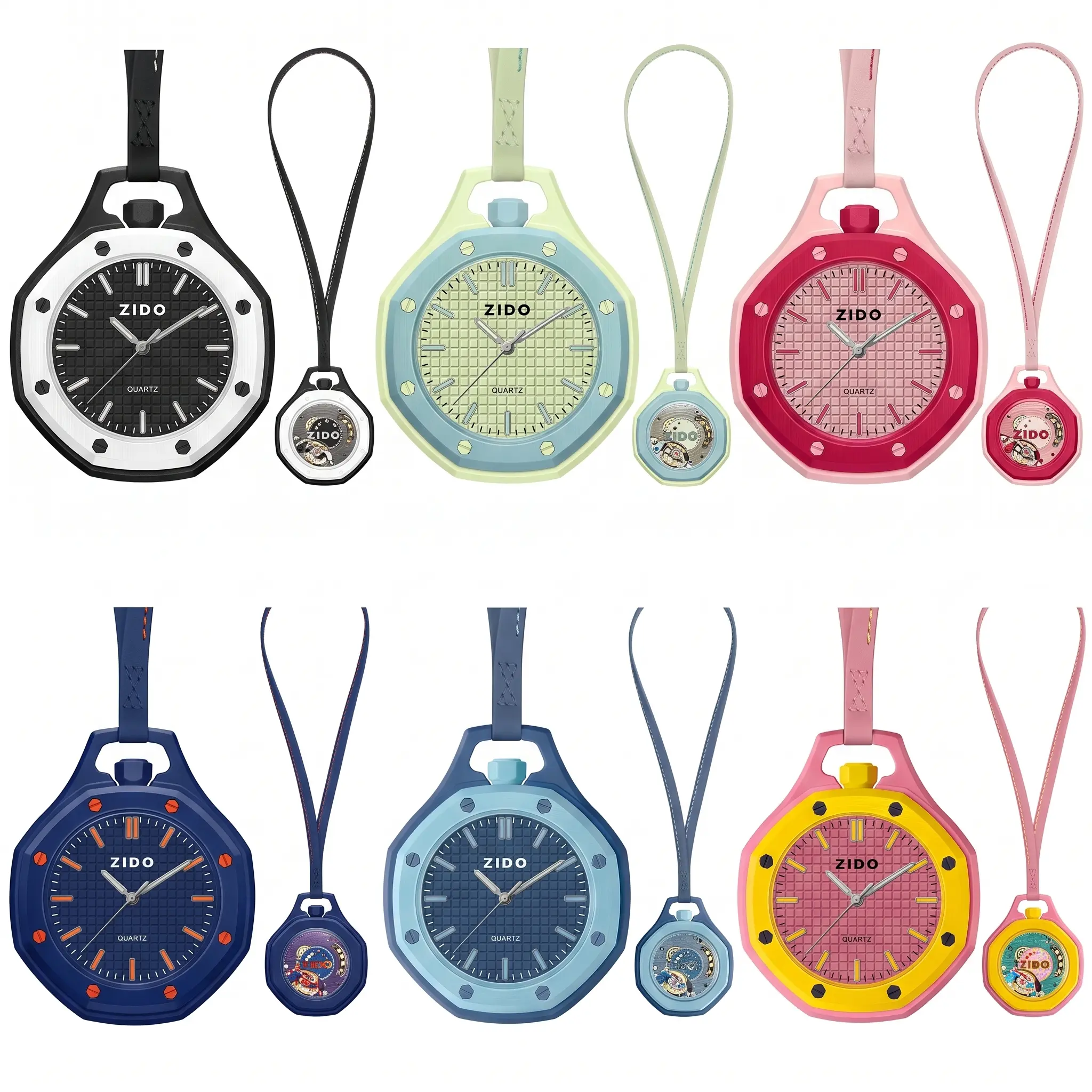 pocket watch style bag charms 2026 new quartz watch, luxury wristwatch, trendy pop design, removable dial, wrist watch that can be hung, includes a strap for hanging on bags, fashionable dopamine-style watch, unisex, exquisite gift box. Casual Waterproof