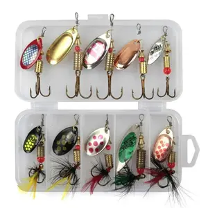 10PCS/box Metal Spoon Spinner Fishing Lure Spoonbait Crankbaits Fishing Wobblers for Pike Crochet Kit Artificial Bait