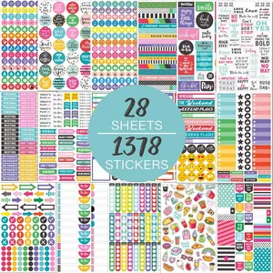 Planner Stickers Pack - 28 Sheets / 1378 Stickers, Stylish Variety Assortment Bundle Planner Accessories for Planning or Decorating Planners, Journals & Calendars, Re-stic as Special Design