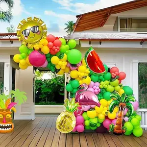 144pcs Fruit Balloon Garland Arch Kit Flamingo Sun palm Tree Pineapple balloons for Summer Beach tropical Birthday Decorations