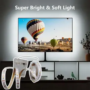 1pc Warm/white LED light strip, powered by a battery pack (batteries not included), provides even, bright light and is suitable for TV backlighting, mirror lighting, cabinet lighting, and other under-cabinet lighting.