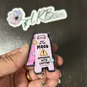 Not in the Mood Approach with Caution Badge ~ Retractable ID Badge Holder ~ Handmade ~ Fun Badge Reel ~ Nurse Badge Reel ~ Healthcare ID Clip ~ Office Wear ~ Teacher Lanyard ~ Snarky Badge Charm ~ Magnetic Badge ~ Push Pin ~ Tie Tack ~ Brooch ~ Bag Charm