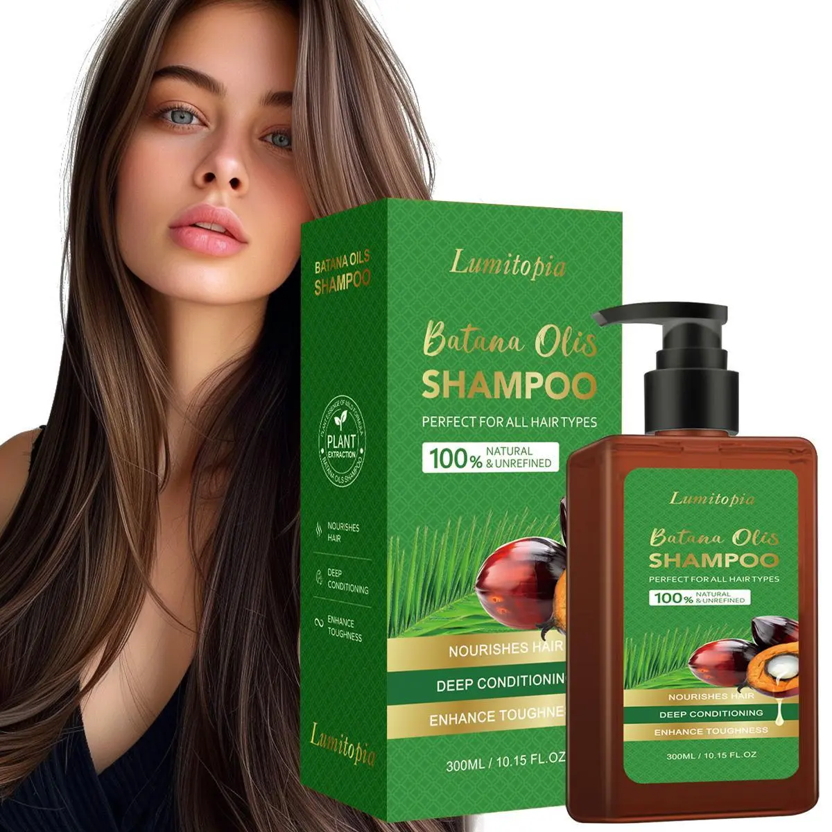 LUMITOPIA Batana Oil Liquid Shampoo Cleanser, Natural Extract Haircare for Adults (Unisex), Hair Growth & Strengthening Hair Products for Daily Use & Cleansing, 10.14 oz (300ml/300g) - TikTokShop Black Friday, All Types, Natural Beauty Bottle, Batana Oil