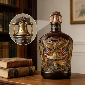 Father's Day Whiskey Bottle Gift, American Traditional Home Bar Decor, 250th Anniversary Commemorative Item, 1776-2026 Memorial Present