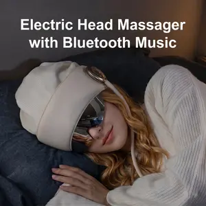 Wireless Visible Head Massager with Heat - Smart Portable 360° Silicone Airbag Temple Massage, Bluetooth Music, Battery-Powered, Beauty Products for Migraine Relief & Sleep, Perfect Holiday Gift