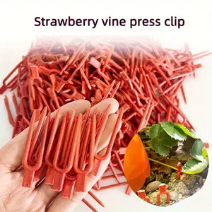 100 red plastic gardening brackets - strawberry and watermelon vine clamps, durable planting forks, high-quality plastic garden piles for healthy plant growth, lawn care and outdoor use, essential tools for home gardening, Climbing Plants Outdoor