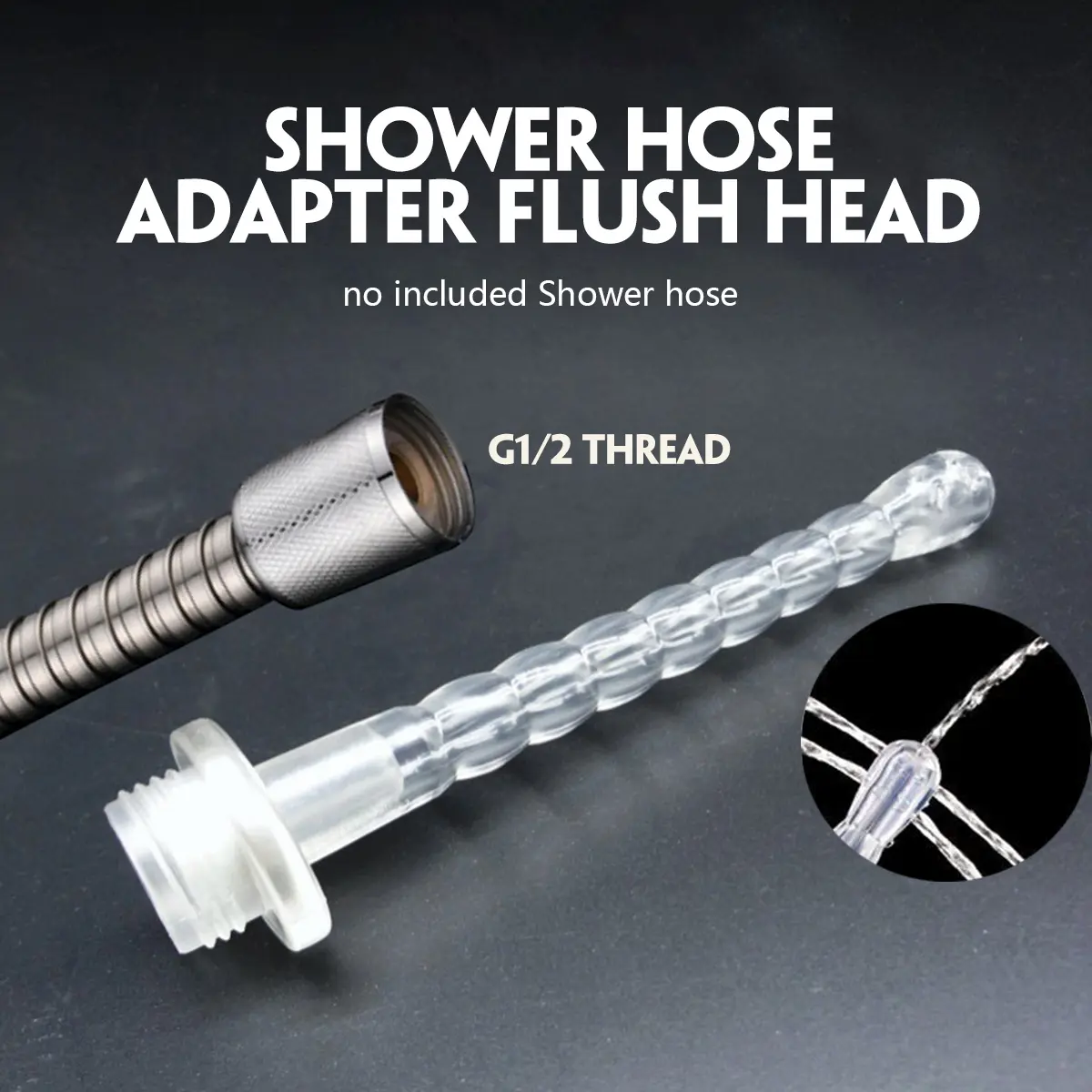 Douching Kit, specially designed with G1/2" adapter & multi-hole long nozzle, reusable cleaning system, bathroom fixture accessories, For High Pressure Shower, Shower Head, Shower Extension