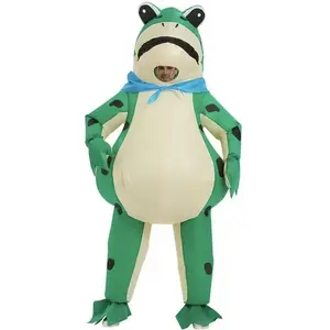 Adult Inflatable Frog Costume - Cute green & Black Spotted Design with Blue Bandana, Perfect for Halloween, Birthday Parties, and Carnival Events, Inflatable Costume, Halloween Costume, Playful Design, Inflatable Size