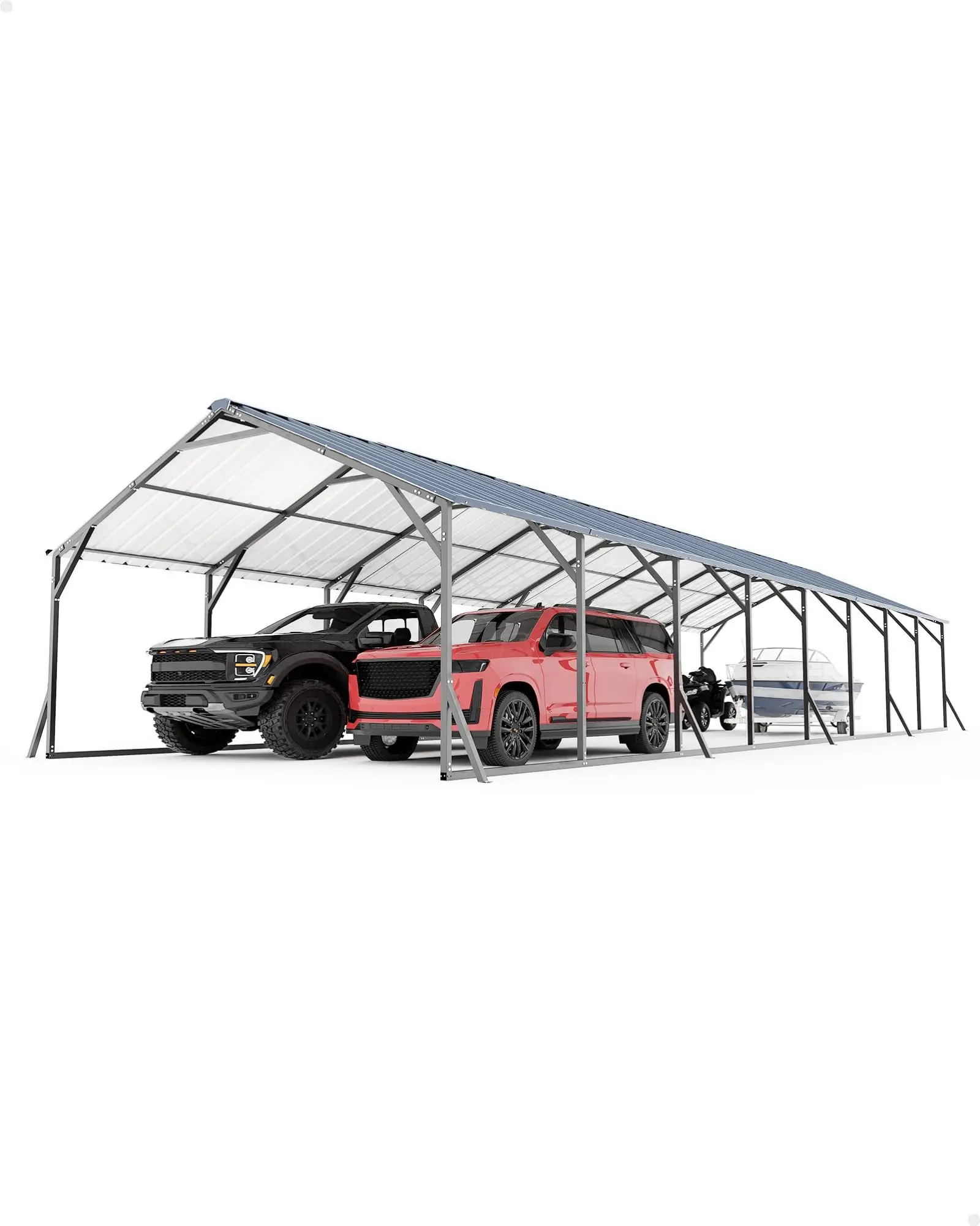 GAOMON Heavy Duty Metal Carport, 20'x40'x12' Vertical Roof, 474''x236''x142'', 6'7'' Leg Poles, Triple Rust-Resistant, Reinforced Knee Braces, 28000 lbs Max Load, All-Weather, Beaufort Force 12 Wind Resistance, for Full-Size Pickup Trucks & Boats