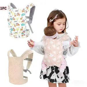 1pc Kids Doll Carrier, Cartoon Animal Print Adjustable Design, Multi-Functional Dual Ring Baby Wrap, Convenient for Outing with Dolls, Adjustable Ergonomic Carrier