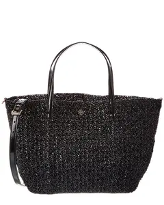 Tory Burch Emerson Lacquered Raffia Small Tote