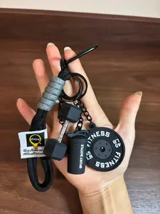 Dumbbell and Barbell Keychain Set, Creative Fitness Accessories, DIY Keychains & Bag Charms, Keychain Wristlet Strap, Perfect Gift for Holi