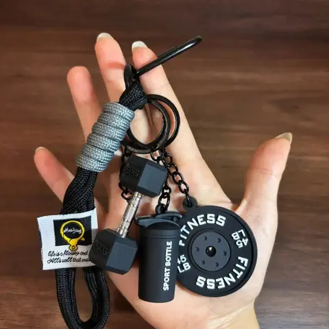 Dumbbell and Barbell Keychain Set, Creative Fitness Accessories, DIY Keychains & Bag Charms, Keychain Wristlet Strap, Keychain Accessory, Keyrings, Perfect Gift for Holi