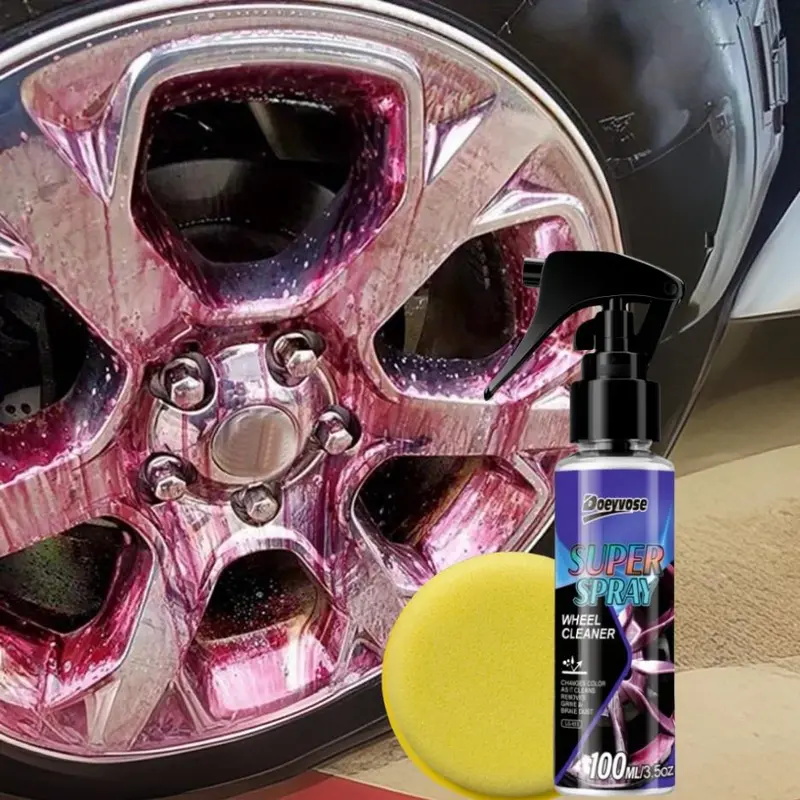 Car Wheel Cleaning Agent, Rim Wheel Rust Remover with Sponge, Professional Car Wheel Cleaning Agent, Car Washing Accessories, Tire Wheel, for Chrome Wheels, Automotive, Men Gifts