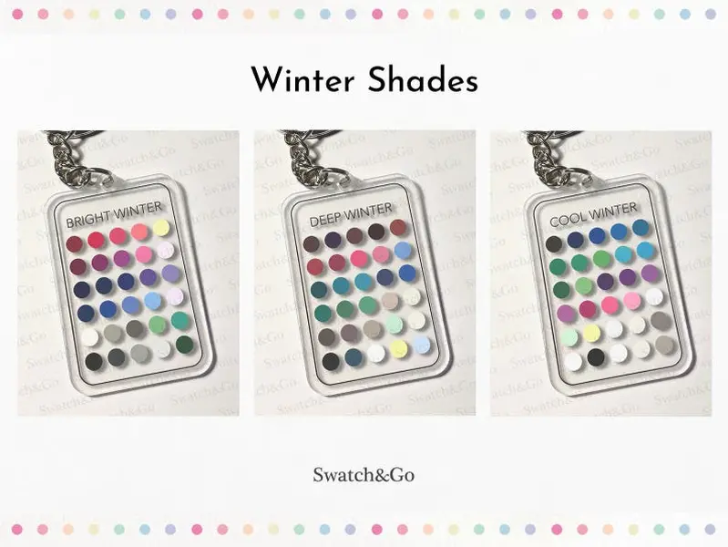 Seasonal Color Keychain, Palette Swatch Acrylic Keychain, Transparent Portable Pocket Color Chart for Shopping, 12 Personal Guide, Holiday Gift